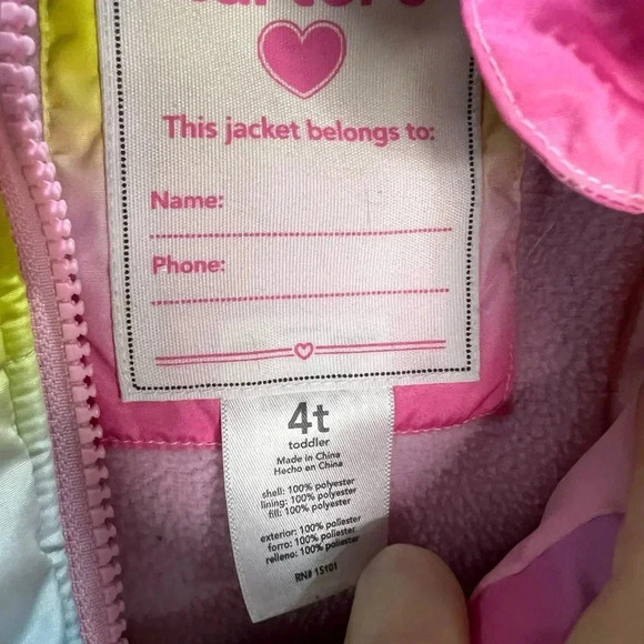 Carter’s Girls Rainbow Puffer Coat 4t - Picture 5 of 10